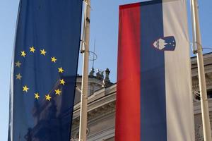 slovenia e europeo unione bandiere foto