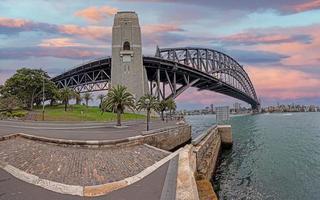 panoramico Visualizza di sydney porto con porto ponte foto