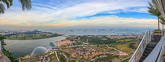 aereo panoramico immagine di il giardini di il baia nel Singapore durante giorno foto