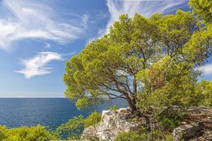 Visualizza al di sopra di tipico costa paesaggio di istria nel estate foto