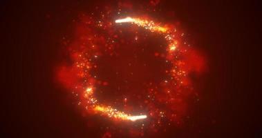 astratto arancia ardente Linee e ciclico cerchi con energia Magia scintille a partire dal particelle, astratto sfondo foto