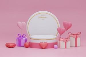 Prodotto Schermo podio. minimo rosa sfondo per San Valentino giorno. 3d interpretazione foto