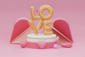 contento San Valentino giorno vacanza sfondo con bianca e rosa cuori e lettera amore. 3d interpretazione foto