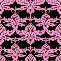 senza soluzione di continuità simmetrico modello di astratto rosa pianta elementi su un' nero sfondo, struttura, design foto