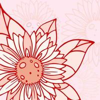 contorno grafico disegno di un' girasole fiore nel rosso e bianca colori, sfondo, cartolina foto