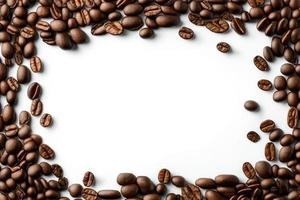 caffè fagioli superiore Visualizza su un' bianca sfondo spazio per testo foto