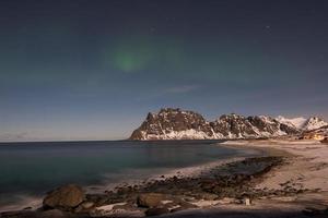 aurora boreale, settentrionale leggero nel lofoten, Norvegia foto