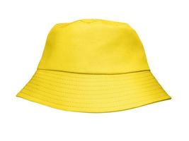 giallo secchio cappello isolato su bianca sfondo foto