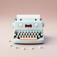 carino capriccioso 3d macchina da scrivere icona personaggio Perfetto per scrivere, letteratura progetti, sito web icone, App pulsanti, marketing materiali. adorabile simile a un cartone animato disegno, allegro colori, amichevole esprimere foto