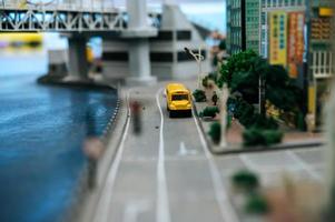 primo piano del paesaggio della città giocattolo in miniatura foto