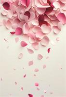 San Valentino telaio fatto di rosa fiori, coriandoli su bianca sfondo foto
