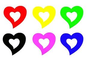 San Valentino concetto. molti colorato cuori isolato su bianca sfondo. rosso, giallo, verde, Nero, rosa e blu. foto