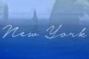 nuovo York scrittura su blu foto