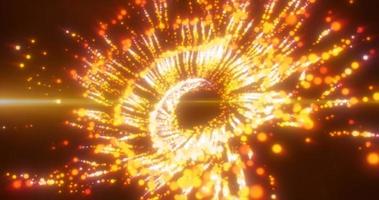 astratto volante nel un' spirale nel un' mulinello che esplode giallo luminosa luminoso magico energia particelle, astratto sfondo foto