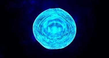 astratto il giro blu sfera liquido iridescente sapone bolla futuristico, astratto sfondo foto