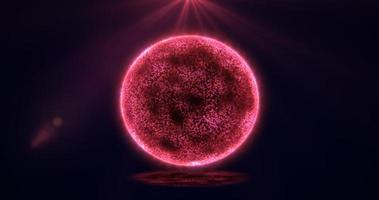 astratto energia sfera il giro pianeta stella futuristico cosmico rosso bellissimo raggiante Magia su nero sfondo. astratto sfondo foto