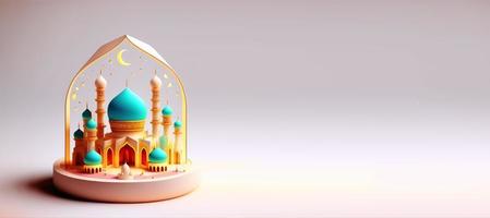 digitale 3d illustrazione di moschea per Ramadan islamico celebrazione saluto foto