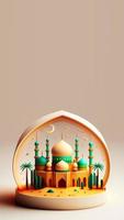 3d illustrazione di moschea instagram storia Ramadan mubrarak foto