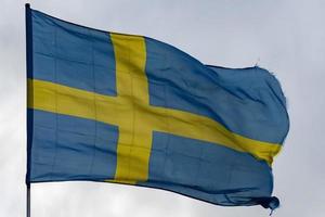 agitando Svezia bandiera foto