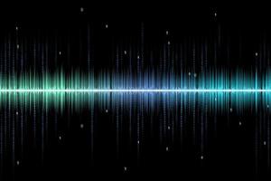 astratto blu ritmico digitale suono onda con binario codice su nero sfondo. suono forma d'onda. digitale informazione foto