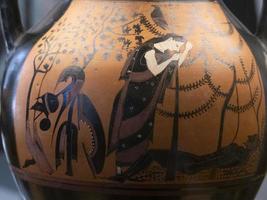 Attico etrusco greco nero dipinto figura ceramica tazza foto