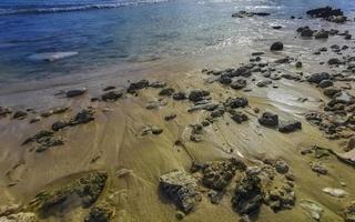 pietre rocce coralli turchese verde blu acqua su spiaggia Messico. foto