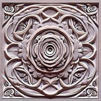 il bellezza di di legno floreale incisione nel decorativo architettura foto