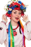 contento donna nel il ucraino nazionale Abiti foto