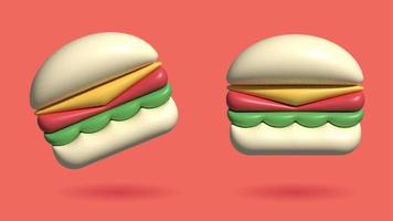 illustrazione di 3d hamburger. adatto per culinario, cibo e bevande Prodotto. foto