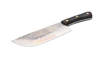 grande carne e pesce coltello con di legno maniglia isolato su bianca sfondo foto