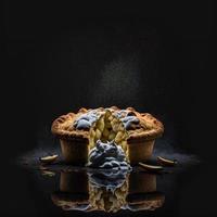 foto Mela torta su nero sfondo cibo fotografia