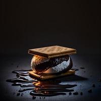 foto smores su nero sfondo cibo fotografia