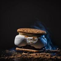 foto smores su nero sfondo cibo fotografia