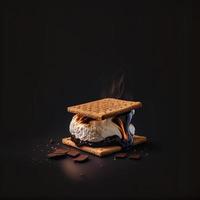 foto smores su nero sfondo cibo fotografia