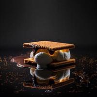 foto smores su nero sfondo cibo fotografia