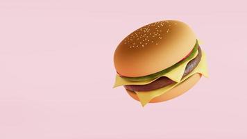 Hamburger. sfondo 3d rendere illustrazione. foto