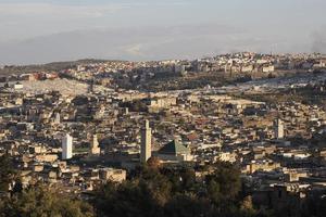 aereo Visualizza panorama di il fez EL bali medina Marocco. fes EL bali era fondato come il capitale di il idriside dinastia fra 789 e 808 anno Domini. foto