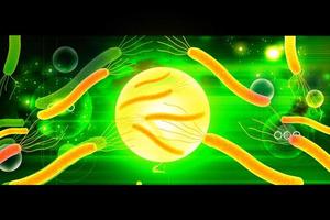 digitale illustrazione di helicobacter batteri nel colore sfondo foto