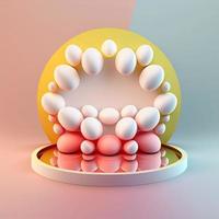 brillante Pasqua il giro podio per Prodotto Schermo con 3d rendere uovo decorazione foto