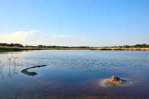 terapeutico lago con iodio e minerali nel il mezzo di il selvaggio steppa foto