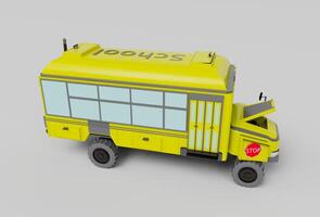 3d illustrazione giallo scuola autobus su bianca sfondo foto