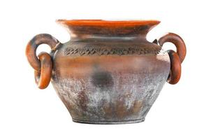 vecchio tradizionale Vintage ▾ vaso, terracotta anfora isolato su bianca sfondo foto