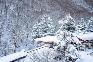 pesante neve a heike no sato villaggio nel tochigi prefettura, nikko città, Giappone foto