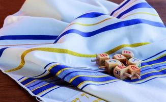 ebraico vacanza hanukkah tallit religioso simbolo foto