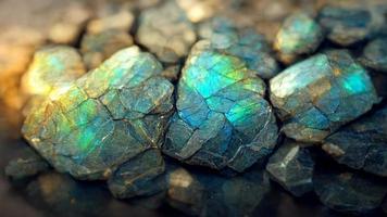 vicino su di minerale pietra labradorite iridescente foto