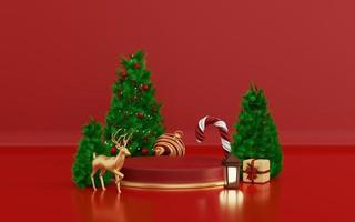 3d Natale illustrazione con podio Schermo Prodotto foto