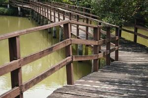 ponte sullo stagno nel parco foto