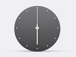 3d realistico semplice grigio il giro parete orologio 6 sei o orologio, isolato su bianca sfondo 3d illustrazione foto