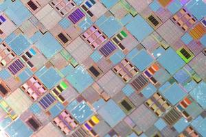 wafer di silicio per la fabbricazione di semiconduttori di circuiti integrati. foto