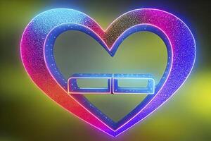 il cuore forme su astratto leggero neon luccichio sfondo nel amore concetto per san valentino giorno con dolce e romantico. neon cuore raggiante sfondo spazio per testo. design e digitale Materiale. foto